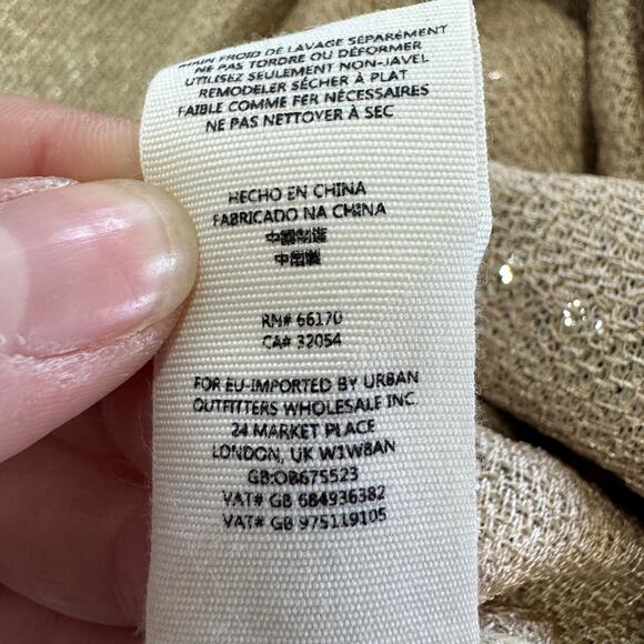 Free People Top Womens‎ Small Gold Champage Dreams Sequin Blouse Glam - Picture 7 of 10